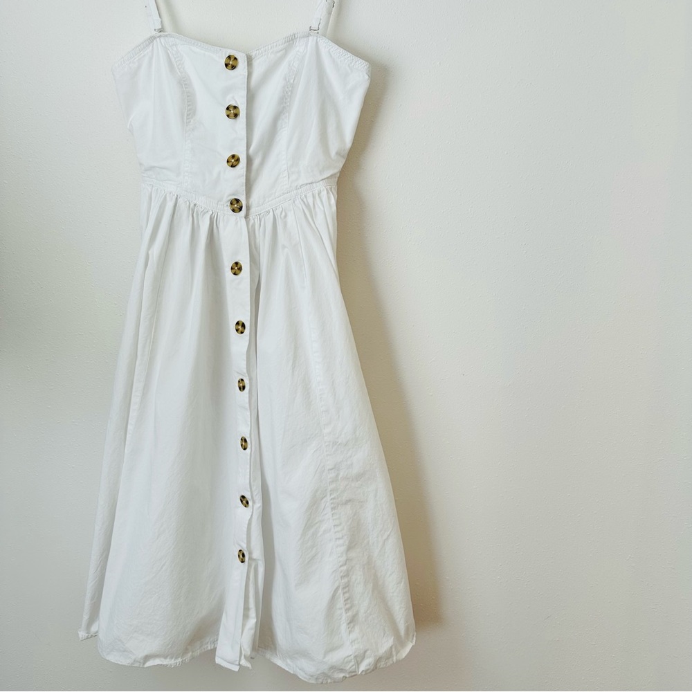 Free People Button Down Midi White Fit and Flare Dress prairie - Picture 7 of 9